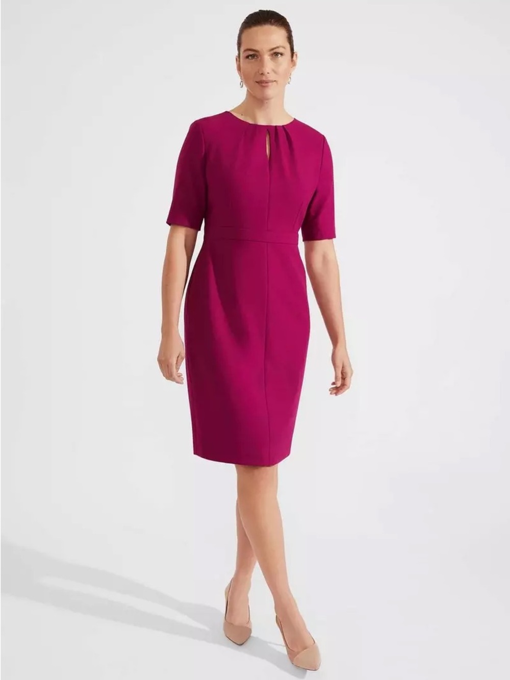Hobbs London 4 Shift Fuchsia Professional Keyhole Stretchy Comfy Washable Office